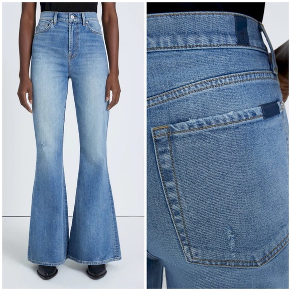 7 For All Mankind Denim - 7 For All Mankind Light Blue High-Waist Flare Jeans